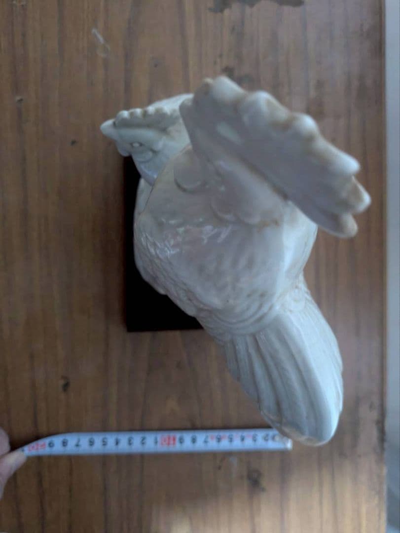 陶器 鶏とひよこの彫刻 約23cm