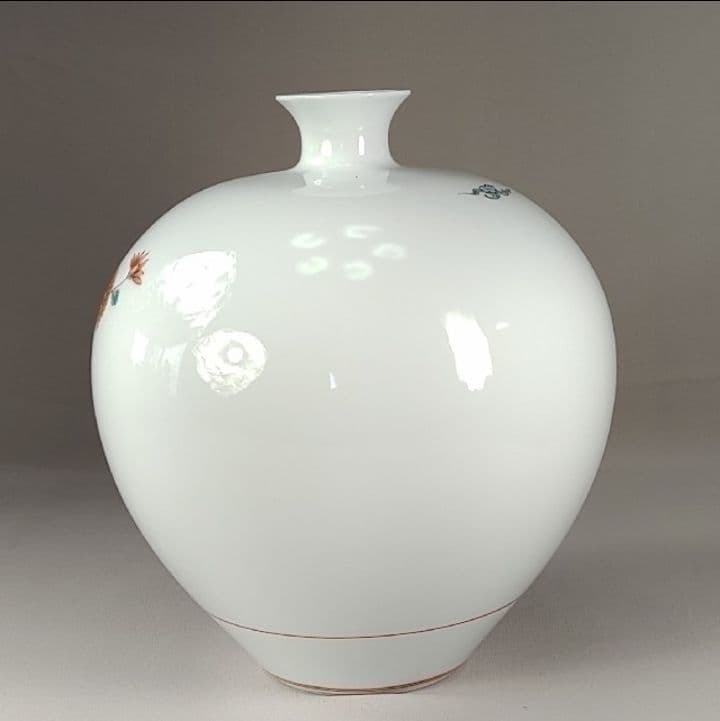 [未使用 美品]　有田焼　高麗庵　清六窯　中村清六　錦絵　花鳥紋　花瓶　希少