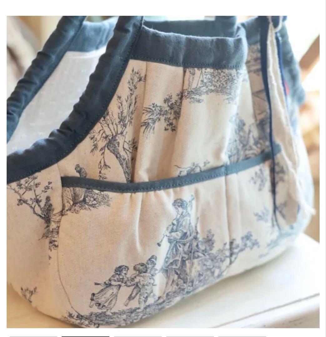 blue bleu bleue フレンチファブリック・キャリーバッグ