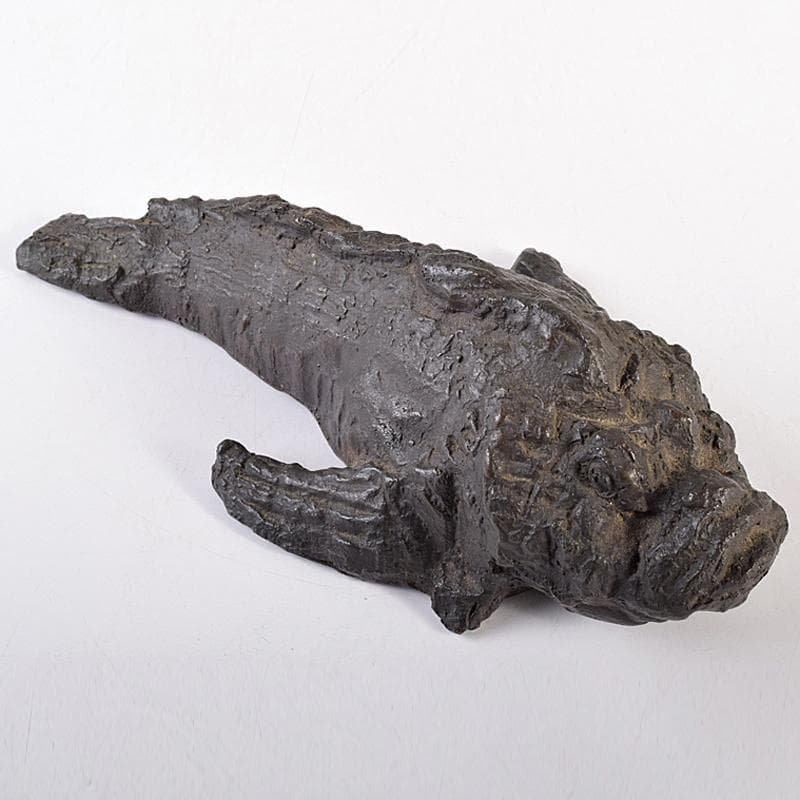 彫刻家　岡本錦朋作　ブロンズ　虎魚　おこぜ　置物　M　R7846