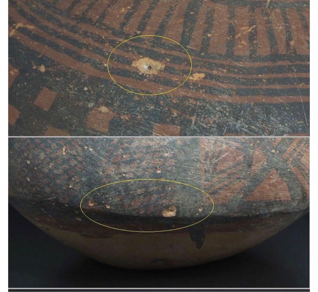 送料無料　本物保証　発掘品 馬家窯文化 彩陶幾何学文両耳壷 アンダーソン土器