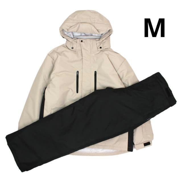 スキーウェア メンズ 上下セット 超撥水 チケットホルダー付 ベージュ M