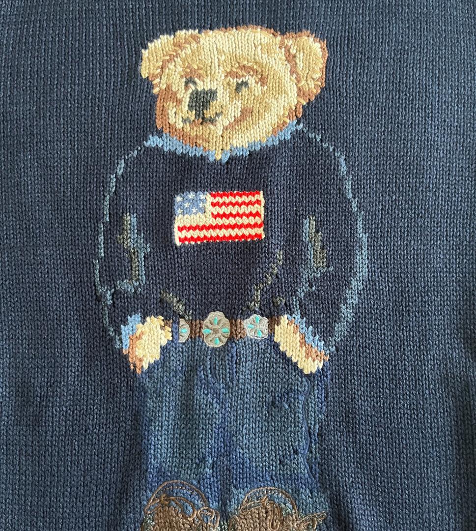 未使用 ポロベア コットンセーター ポロラルフローレン シルク 刺繍 ブルー