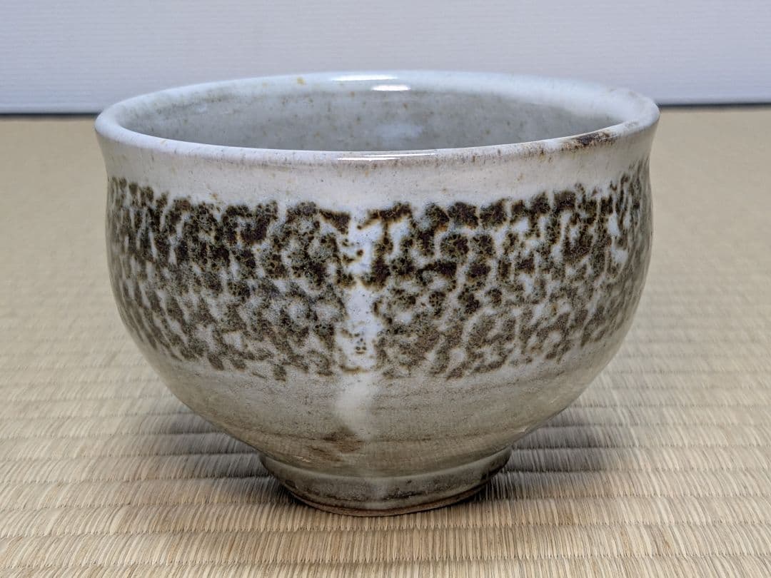 益子焼　白釉象嵌縄文碗　島岡達三　人間国宝　茶道具