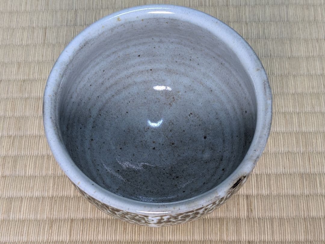 益子焼　白釉象嵌縄文碗　島岡達三　人間国宝　茶道具