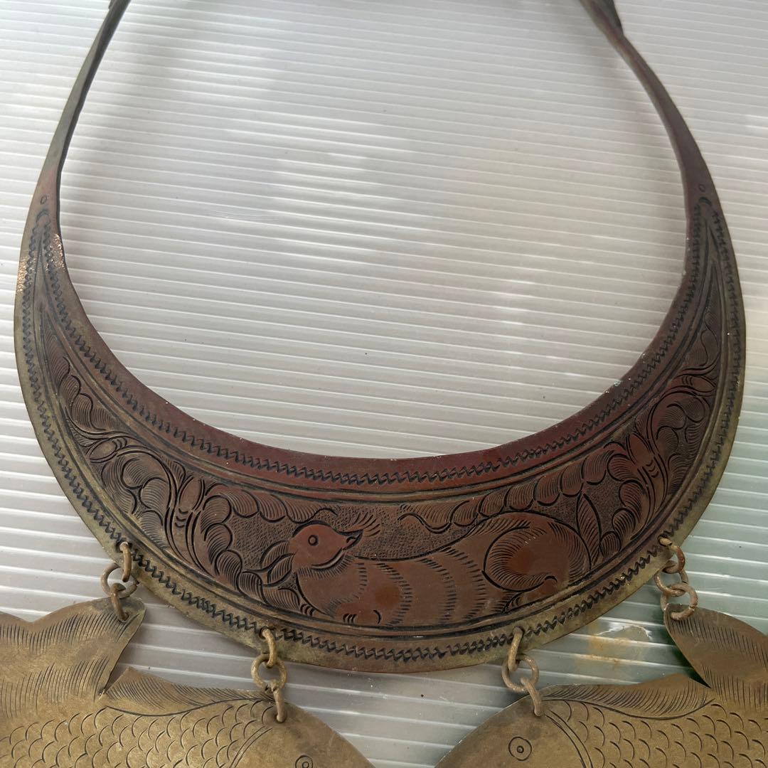 アンティーク　インディアンエッチングよだれ掛けネックレス