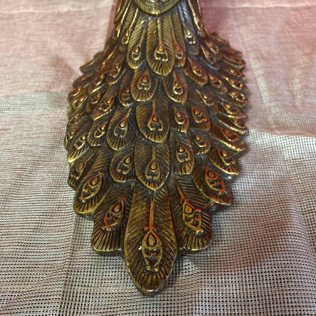 中国　古銅　孔雀像　置物　細密オブジェ　乾隆年製銘
