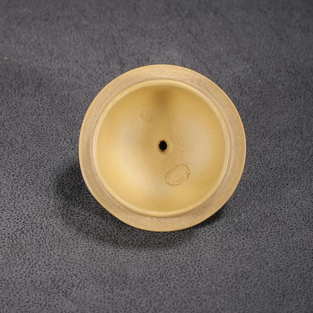 中国古美術・寿桃六点セット紫砂壺・底款:汪寅仙紋・宜興原鉱・金黄段泥急須・茶道具