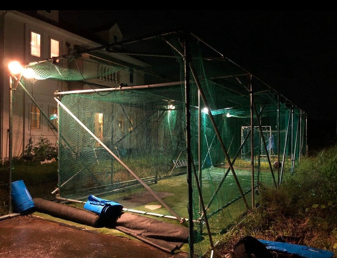 屋根付き18m可動式バッティングゲージ