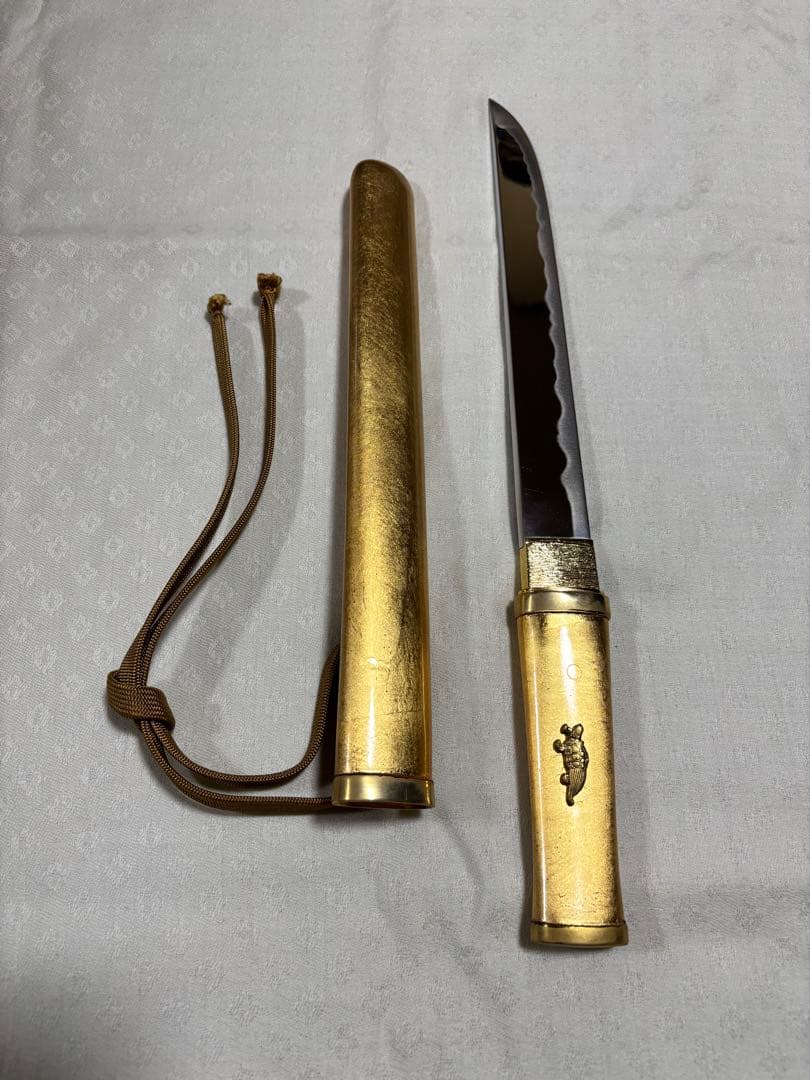 長寿守刀　蓑亀図目貫　刀袋付