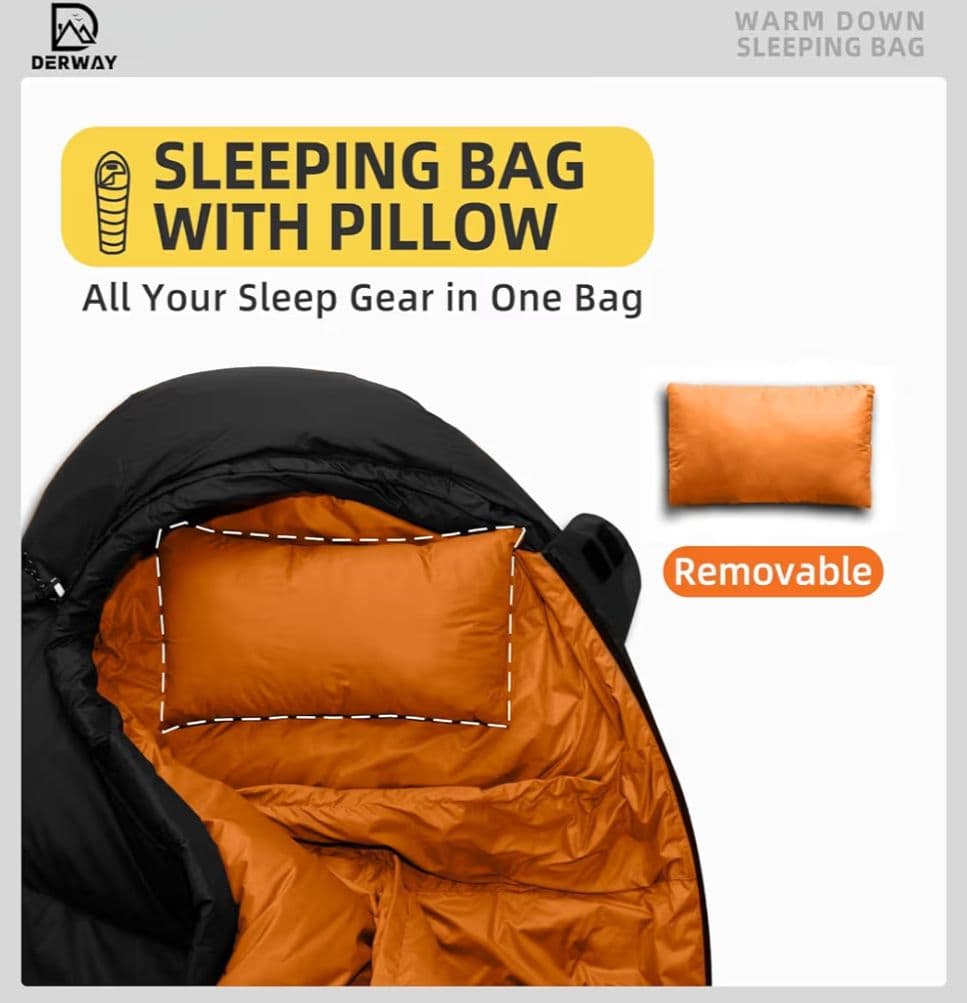 9 ダウン寝袋 冬用 超軽量 (220*85cm) キャンプ 車中泊 アウトドア