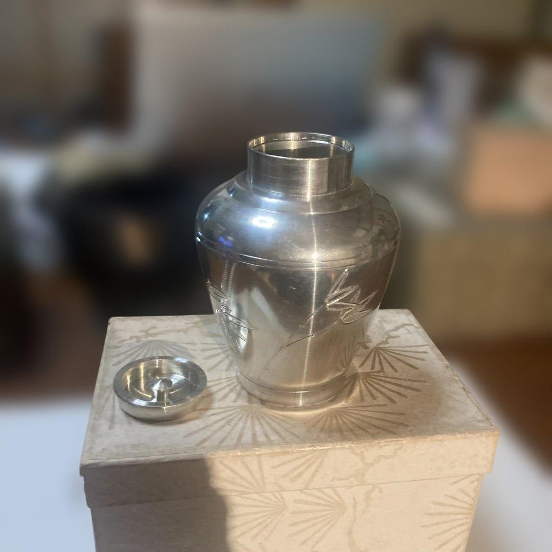 金属製 竹模様 水入れ 蓋付き