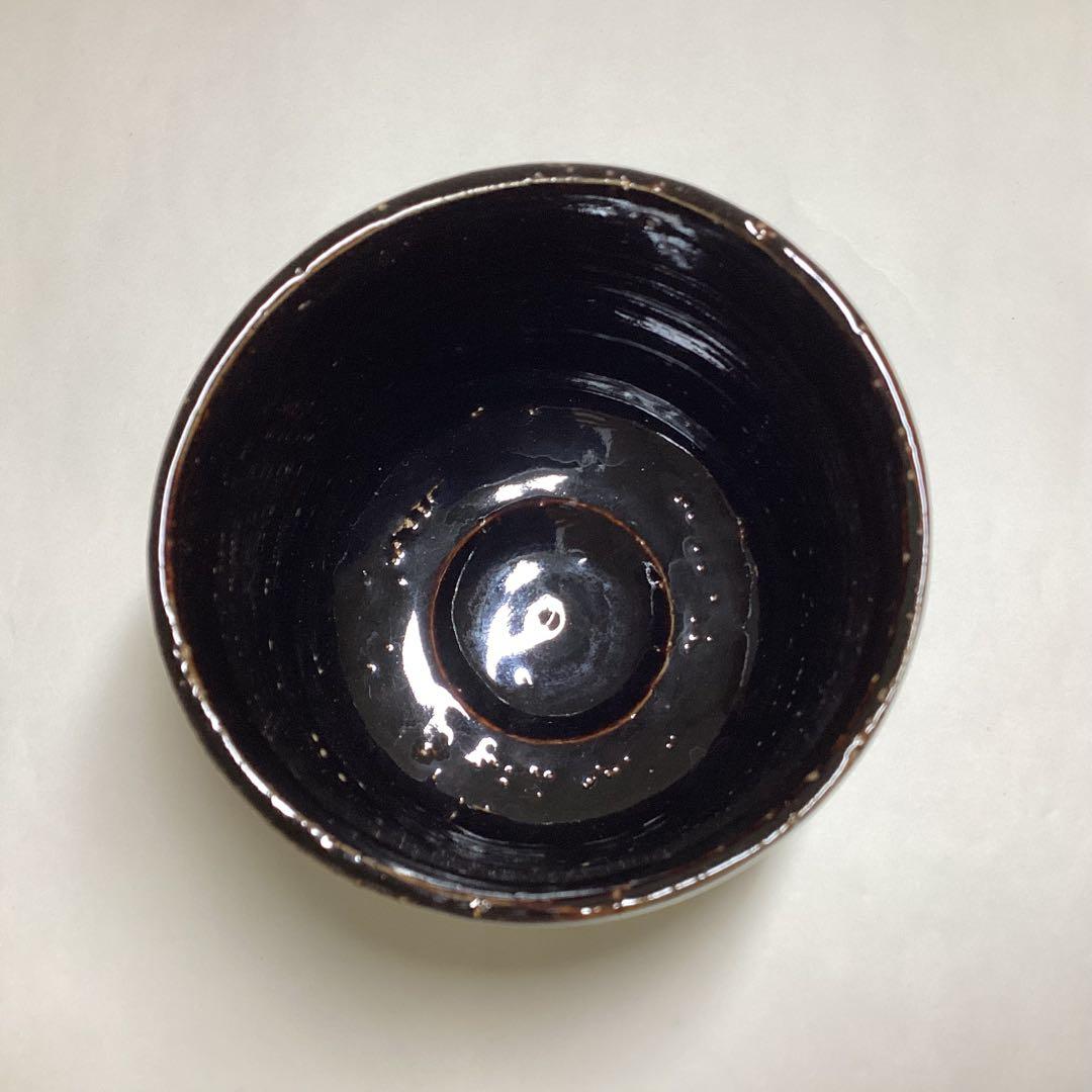 筒茶碗 黒 織部 紙箱入 茶道具 古物品