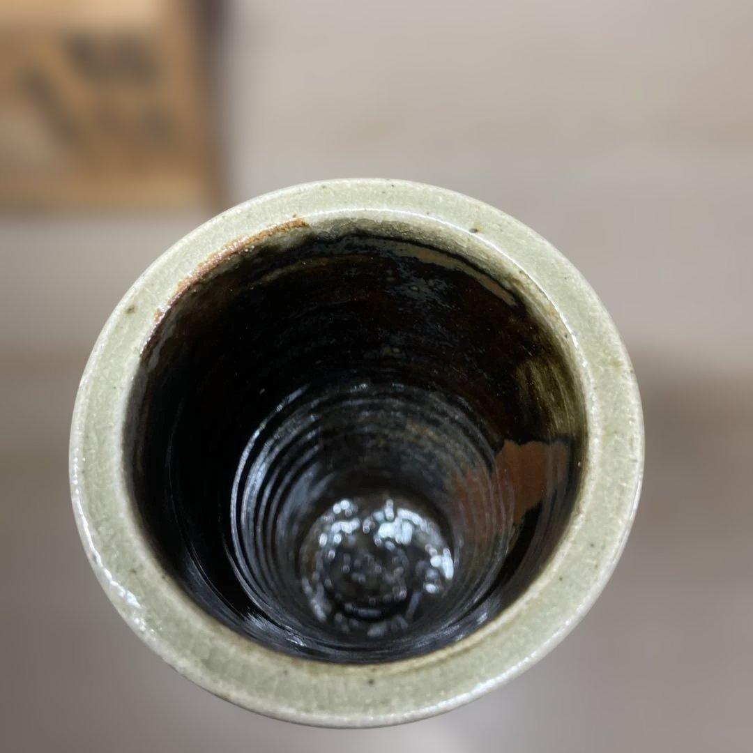 益子焼　浜田庄司　鐡絵花筒　共箱