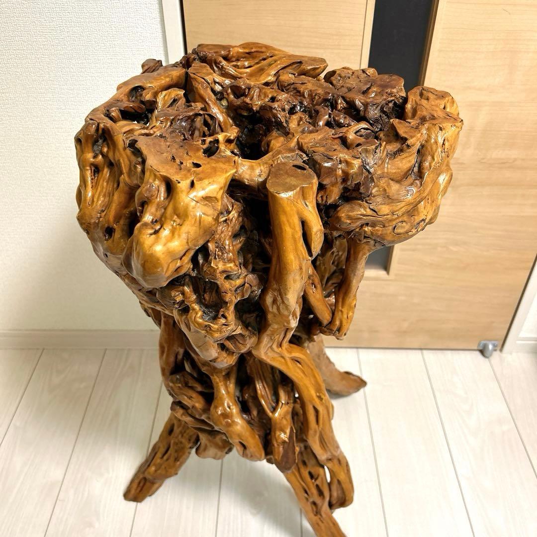 天然木 流木風 花台 飾り台 一点物 インテリアスタンド コーヒーテーブル