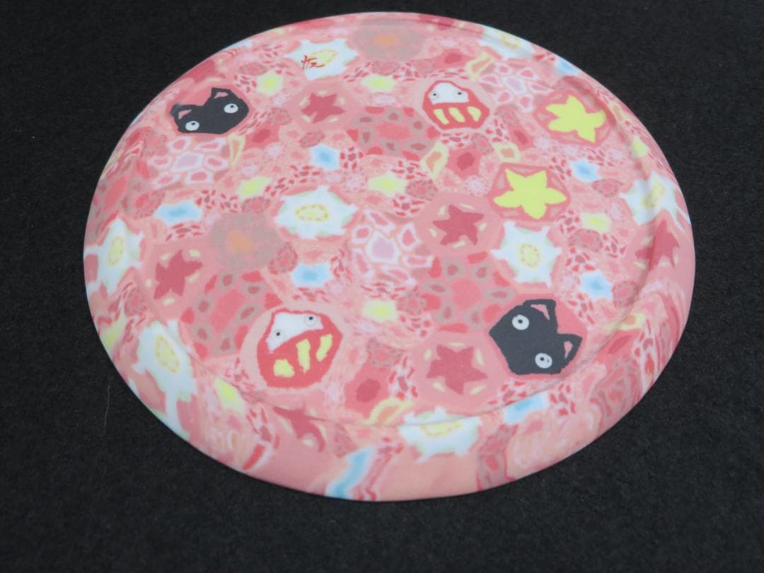 小林佐和子　練込小皿　だるまと猫　現代アート　アンティーク