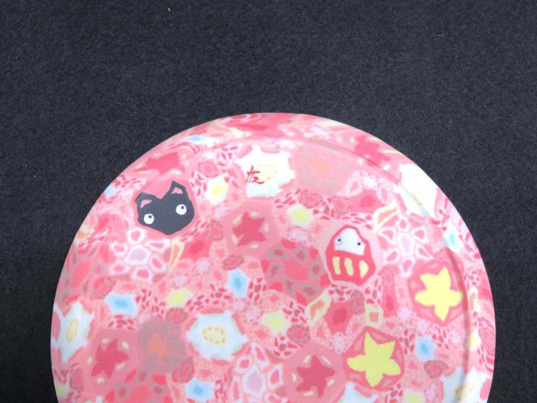 小林佐和子　練込小皿　だるまと猫　現代アート　アンティーク