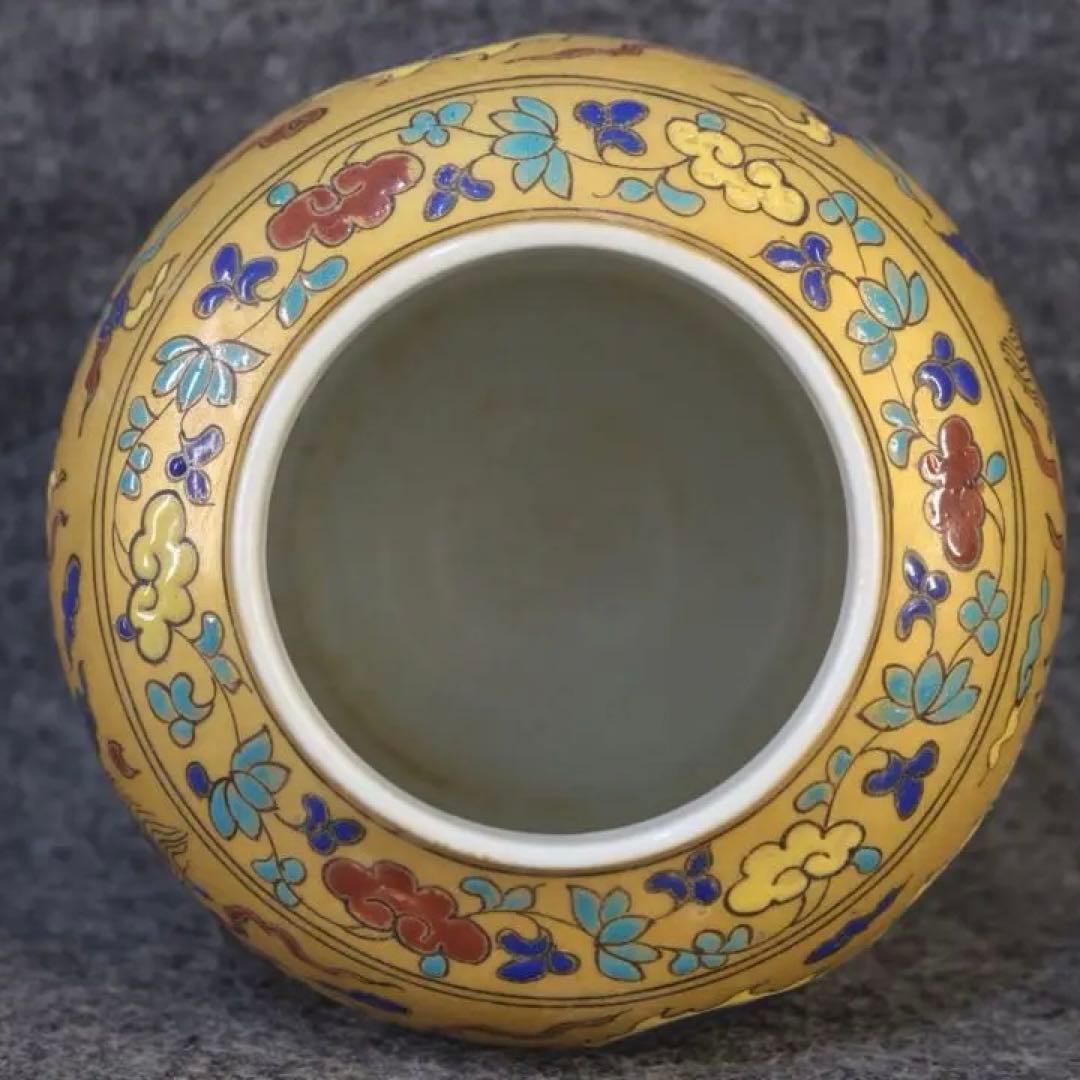 古美術　大明成化時代　文房具　置物　描金海水龍紋　茶葉罐　天字罐　縁起物