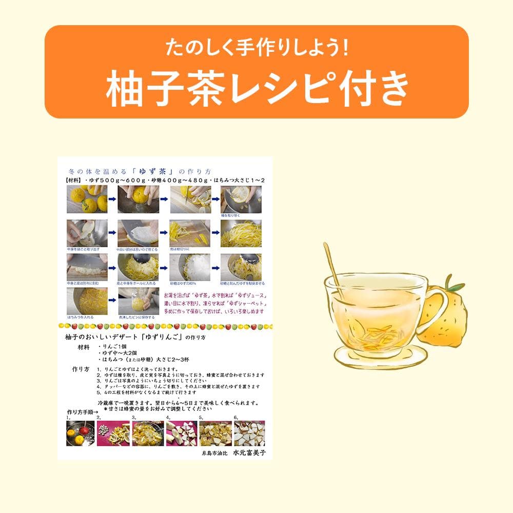 福岡県 糸島産 柚子 ゆず 4.5kg 約40～50個 業務用 家庭用 レシピ付