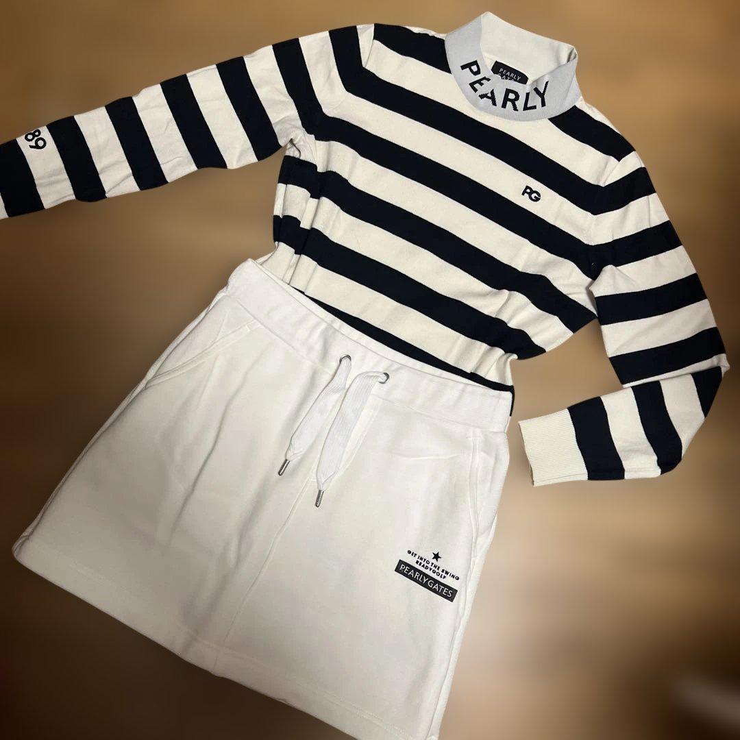 PEARLY GATES ストライプ柄ニットとスカートセット