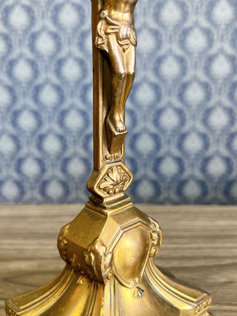 ヨーロッパ製　アンティーク　イエスキリスト　磔刑　十字架　真鍮