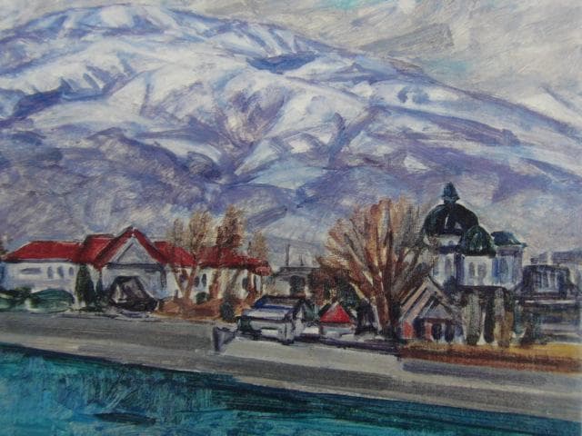 井手宣通、【吾妻山遠望】の一部、希少な大判画集より、新品高級額