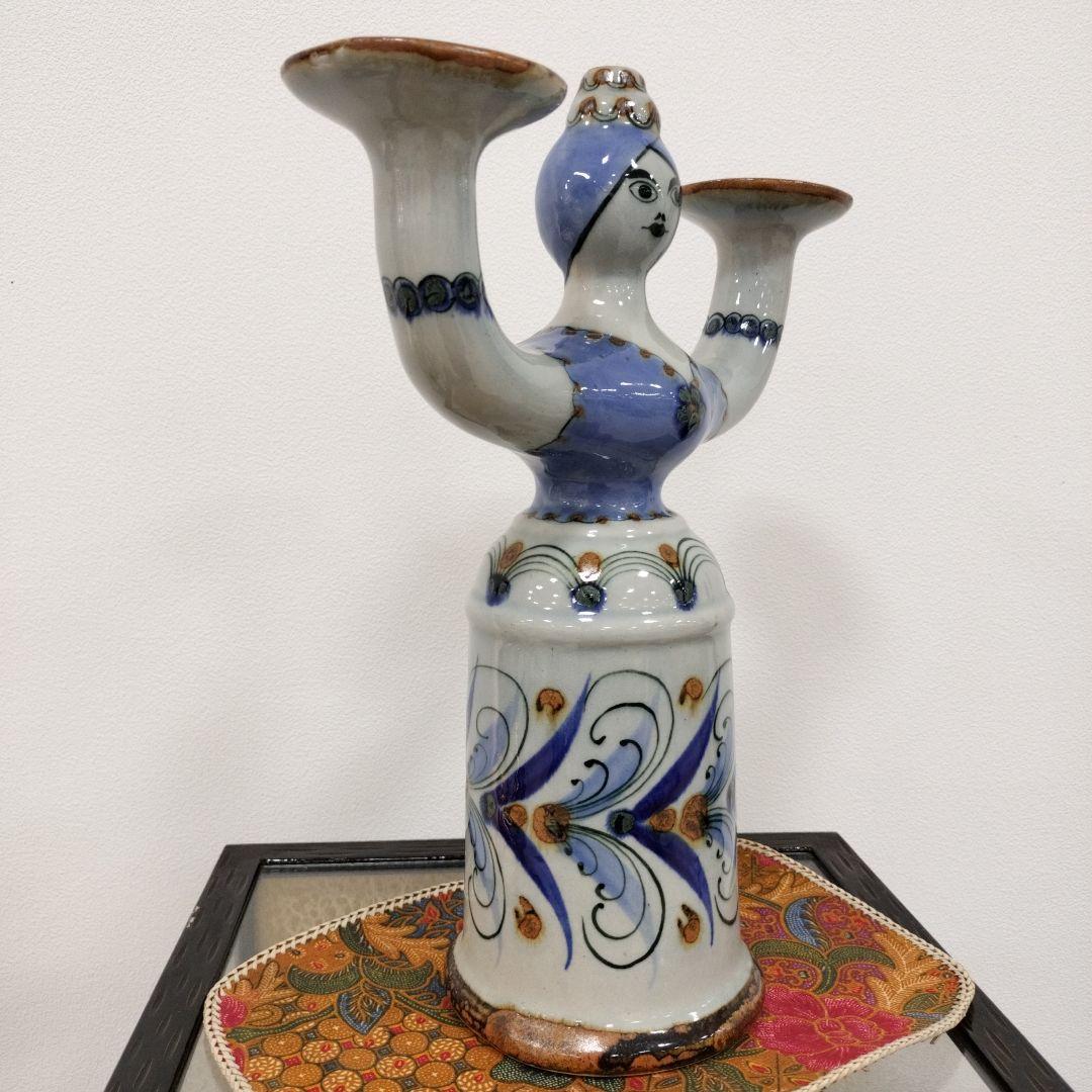 メキシコ　女性型キャンドルホルダー 陶器製
