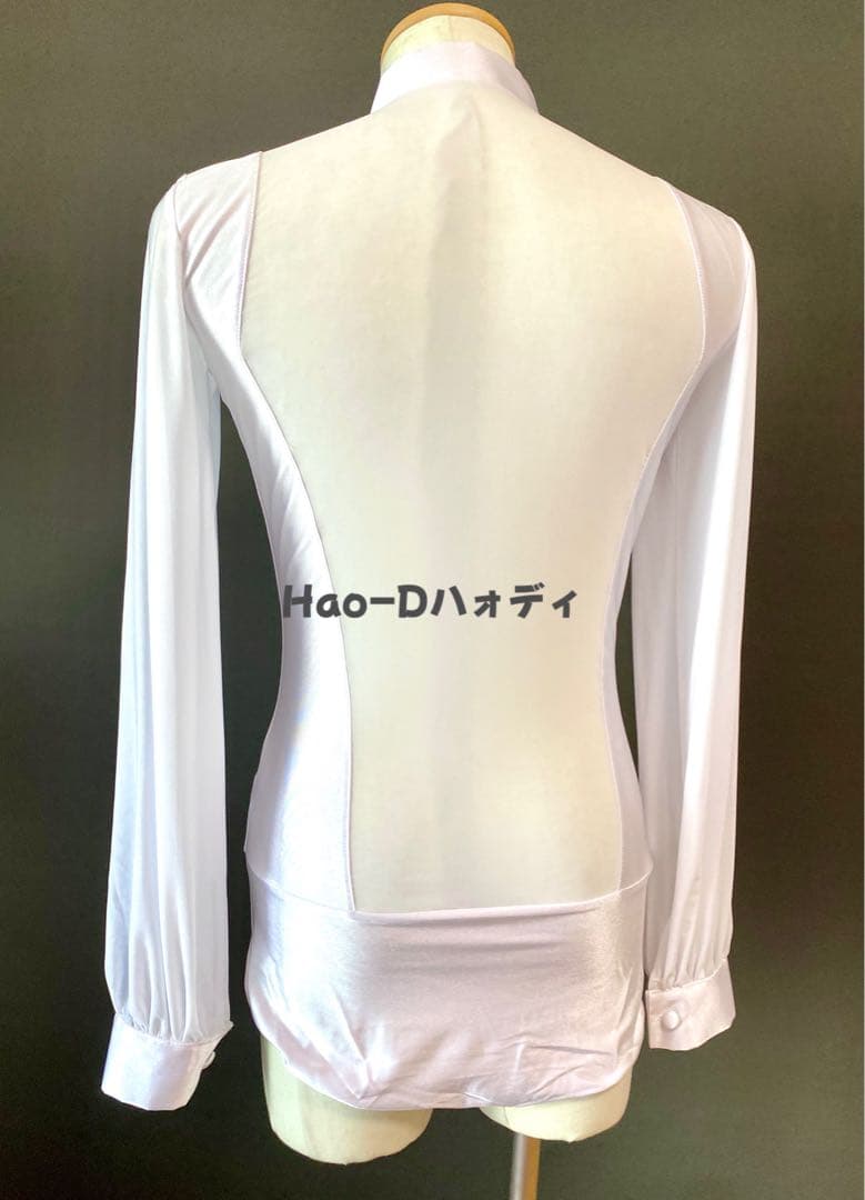 社交ダンス★新品★メンズシャツ★ラテン★立体フリル★白M★
