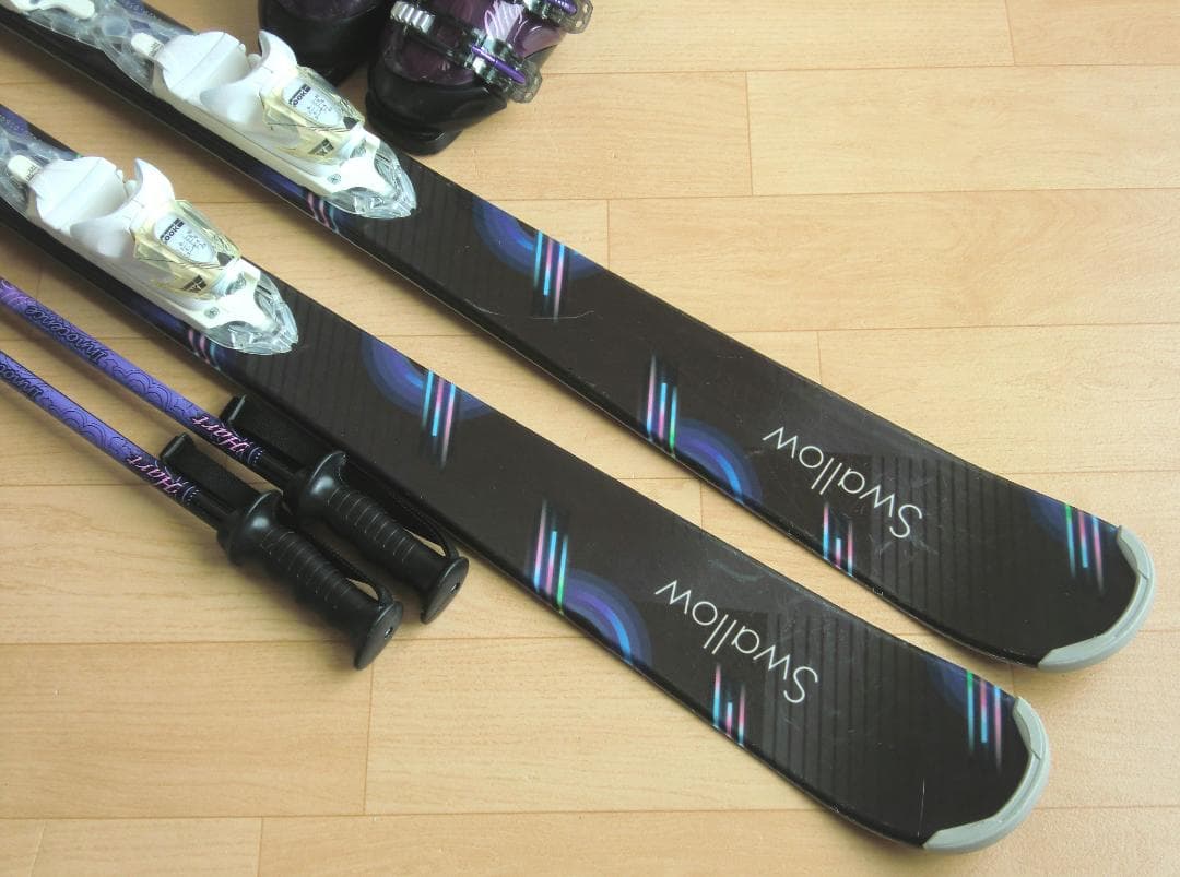 ■■送料無料■SWALLOW■女性用スキーセット■板142靴23.5■WAX済■