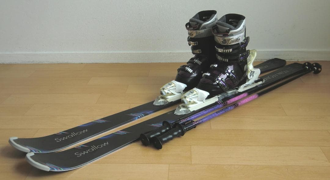 ■■送料無料■SWALLOW■女性用スキーセット■板142靴23.5■WAX済■