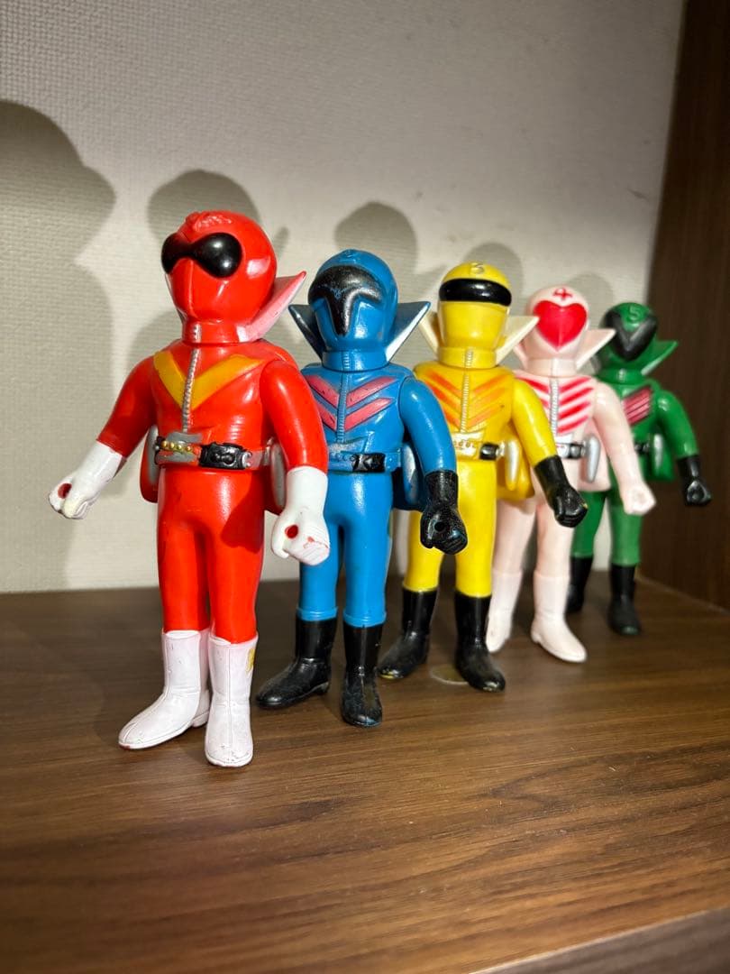 ゴレンジャー　ソフビ　5体　セット　ミドルサイズ　レトロ　当時物