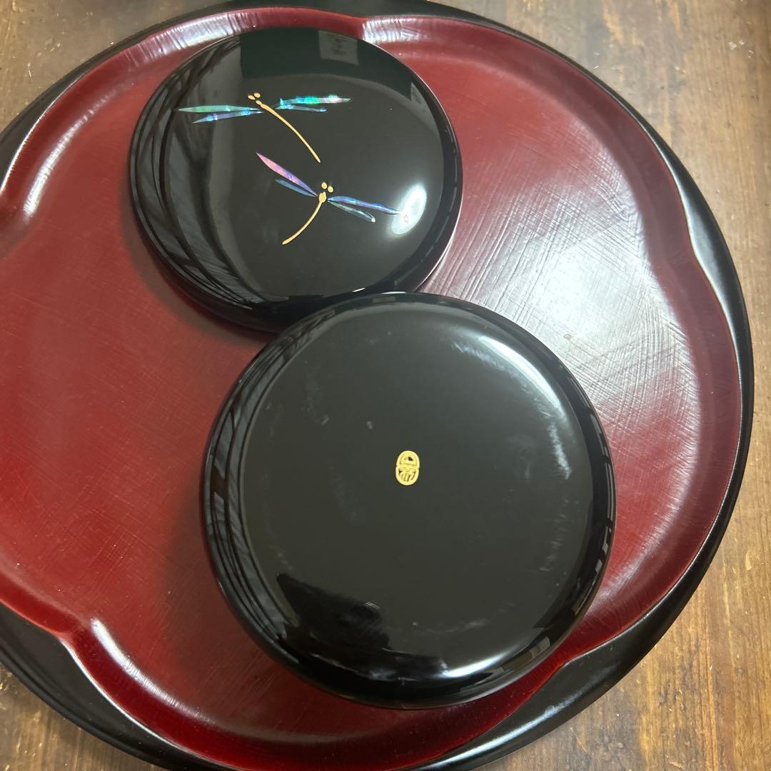 定価55000円　京漆匠　象彦　とんぼ ヤンポ　漆器　菓子器　菓子鉢　漆塗り