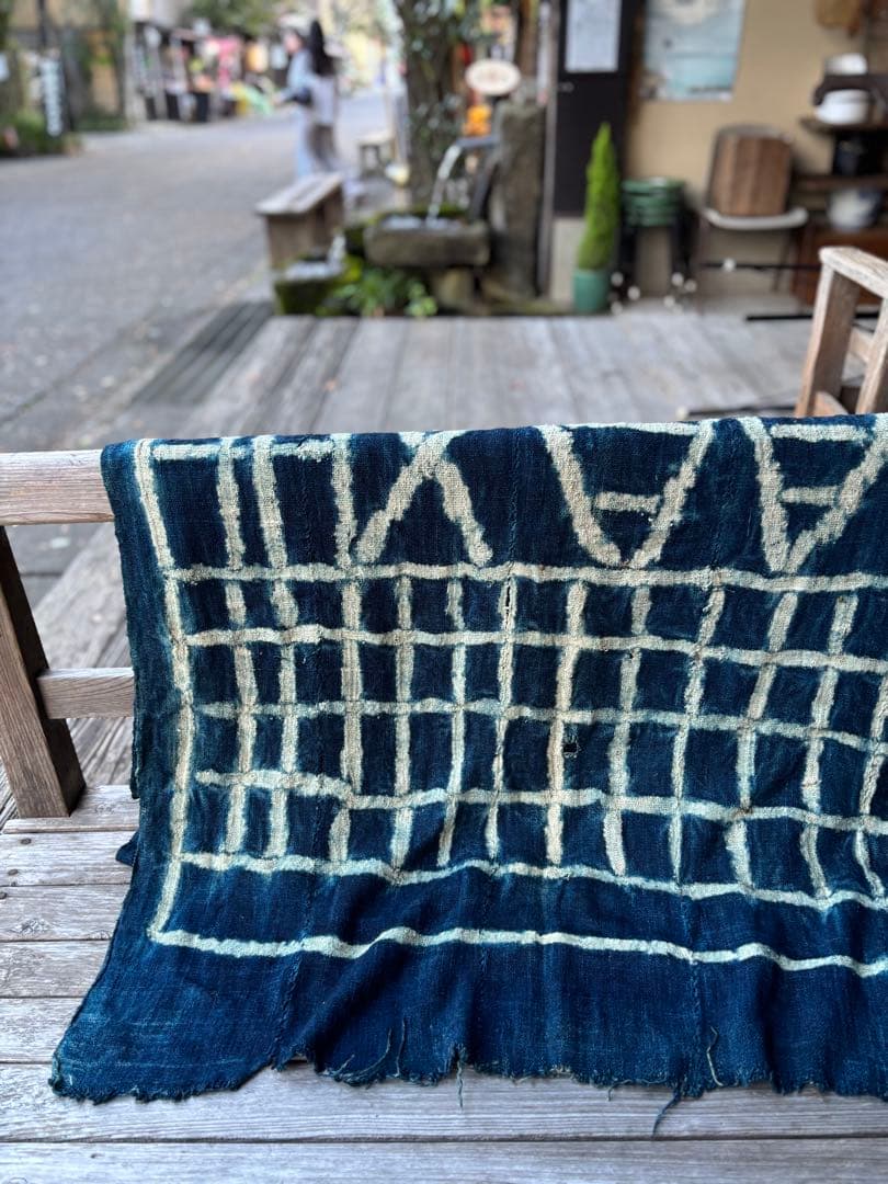 754 アフリカヴィンテージ カメルーン バミレケ族 藍染 ンドップ 古布 希少