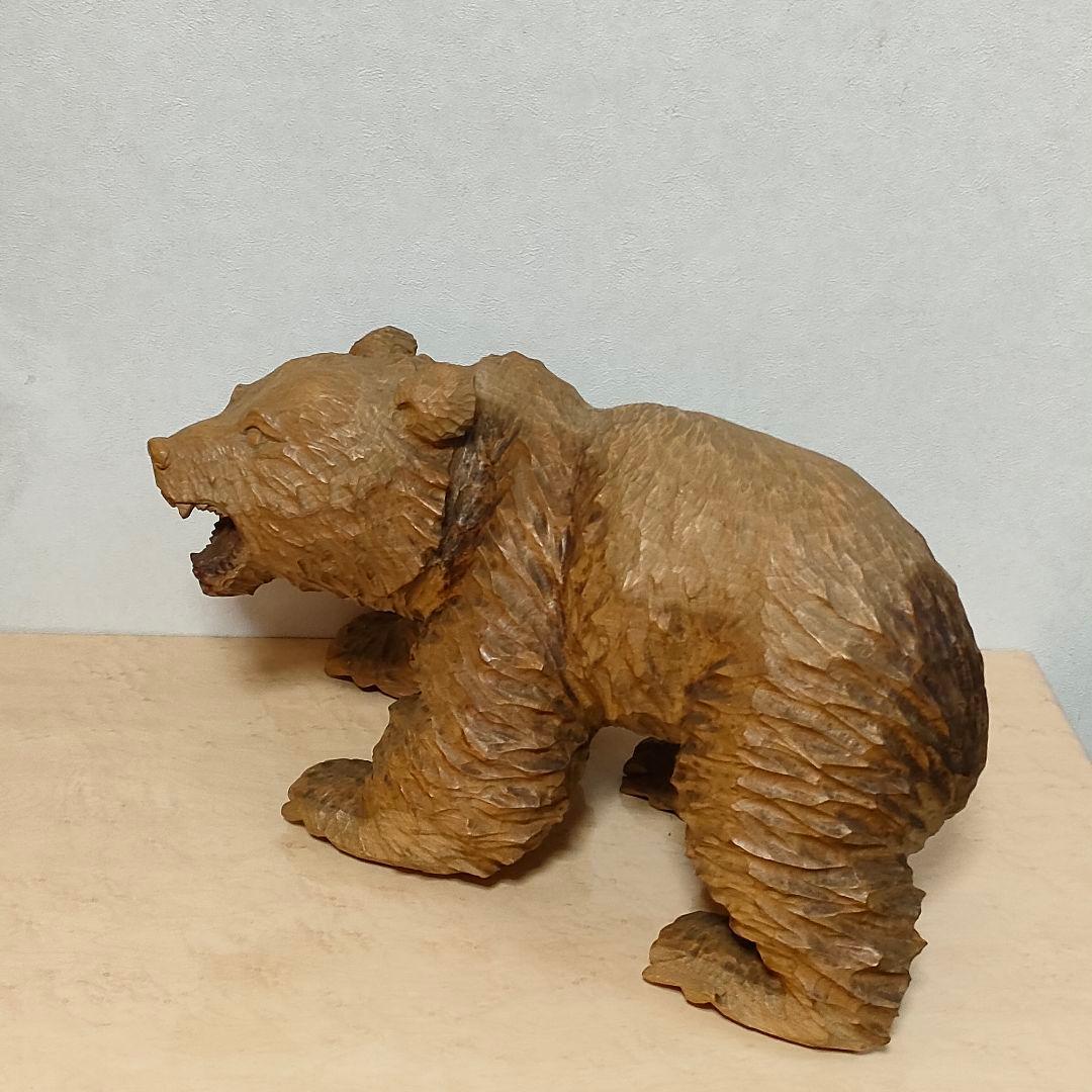 【お値引中】吠え熊 木彫熊 アイヌ民族彫刻家 川村エベレ作