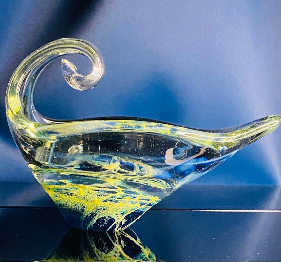 ガラス　小物入れ　サインあり　宇宙　アース　地中海　海底　惑星　地球　神秘