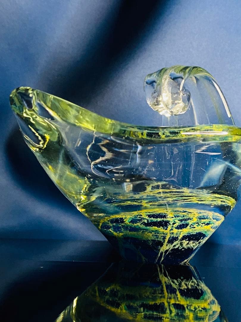 ガラス　小物入れ　サインあり　宇宙　アース　地中海　海底　惑星　地球　神秘