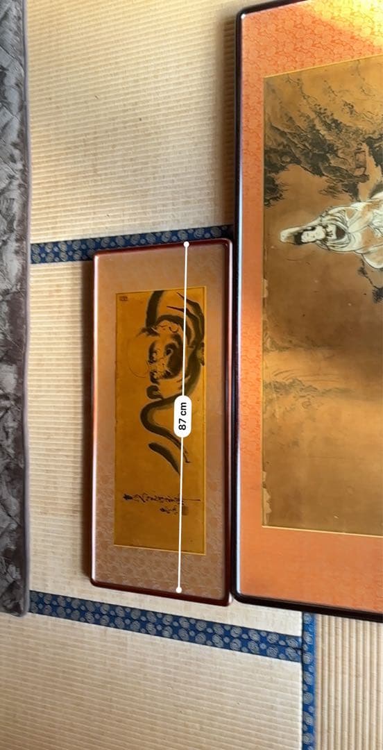 弥勒菩薩　達磨　額縁　日本画　２点