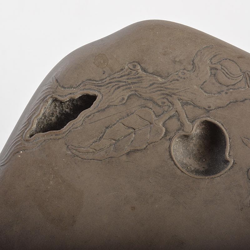 中国　書道具　果実刻　端渓硯　M　R7297