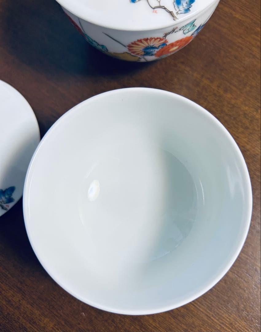 人間国宝　柿右衛門　十三代 酒井田柿右衛門　番茶器 錦花岩文