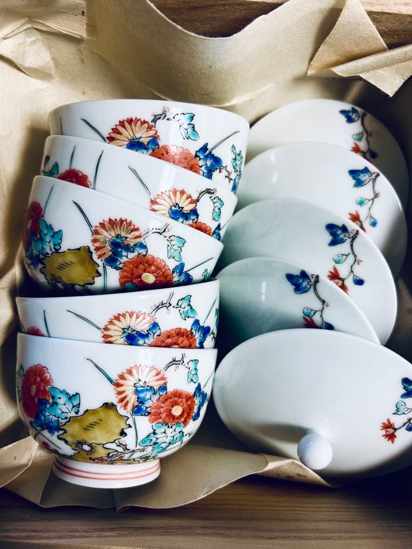 人間国宝　柿右衛門　十三代 酒井田柿右衛門　番茶器 錦花岩文