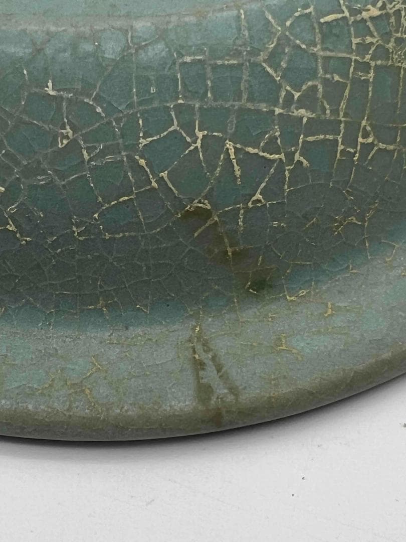 宋時代　青磁　汝官窯碗 三支釘燒盤 郊壇官窯皿 水差し 唐物(B-86)