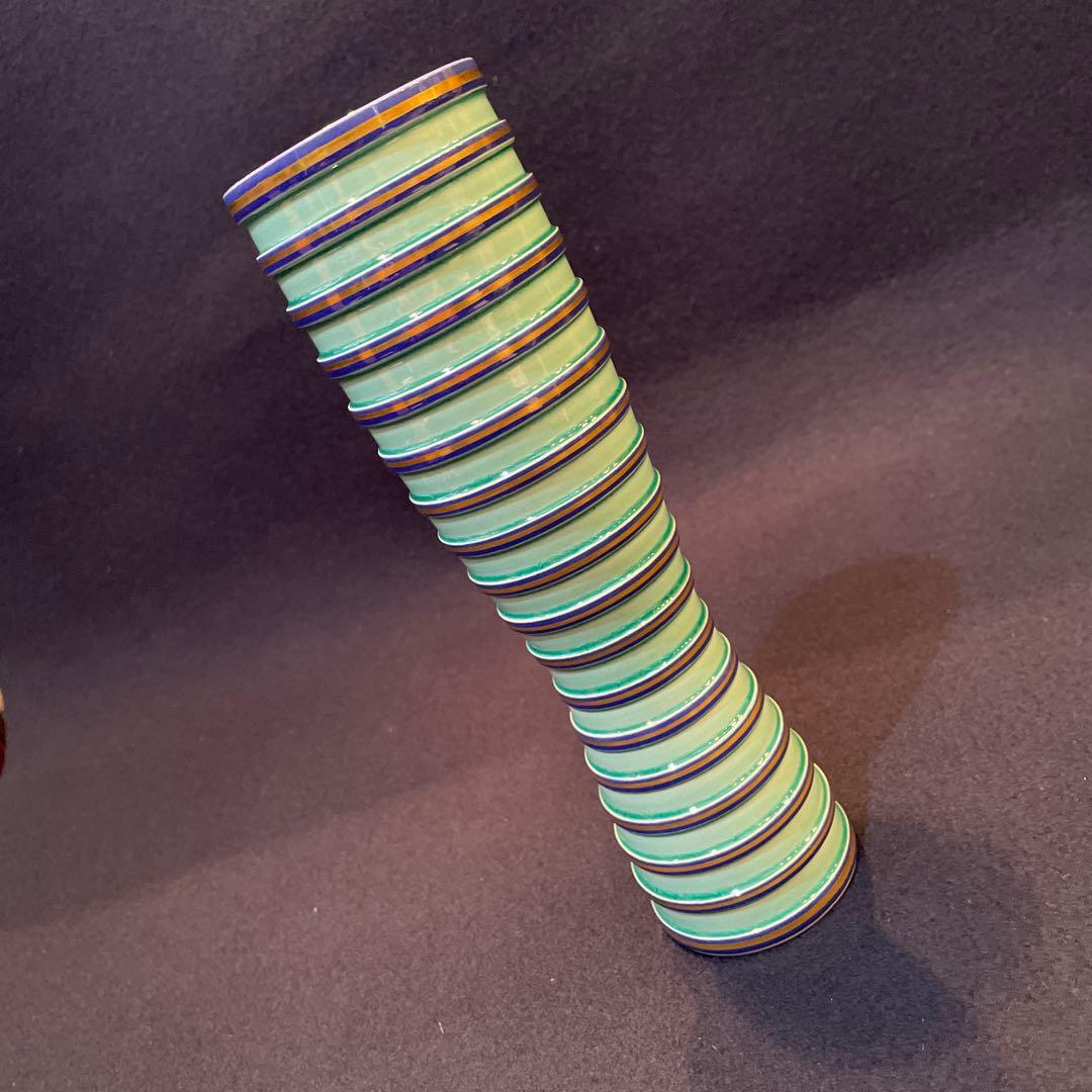 【中村 翠嵐】(造)『砧花入 』『淡青交趾独楽筋』共箱※美品