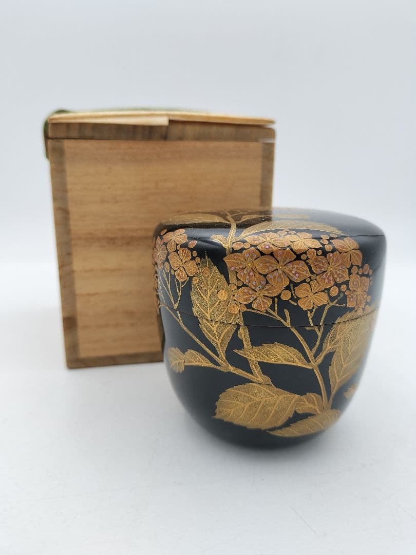b853【新品・未使用】大棗 紫陽花 村田道寛 木箱 茶道具