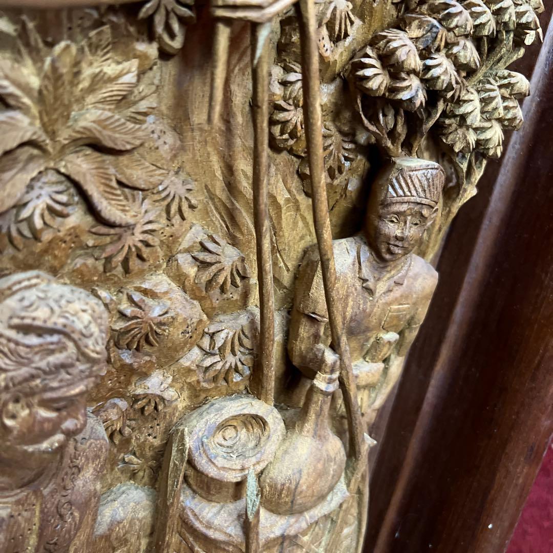 時代　木彫　浮き彫りの額C 約95.5×49.5㎝　東さ8-0131③