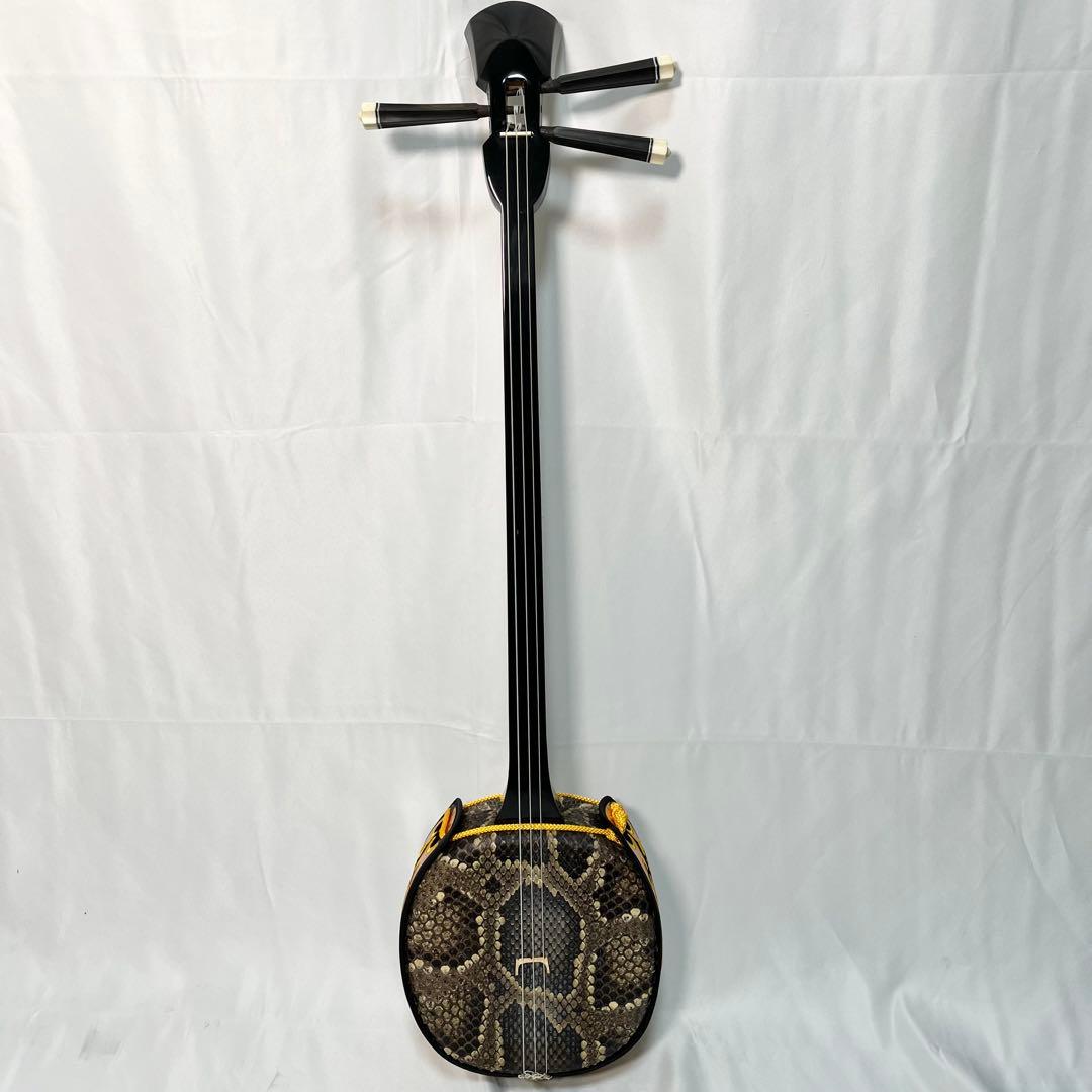 沖縄三線 蛇皮 本革 民謡楽器 民謡 和楽器 三線 ケース付