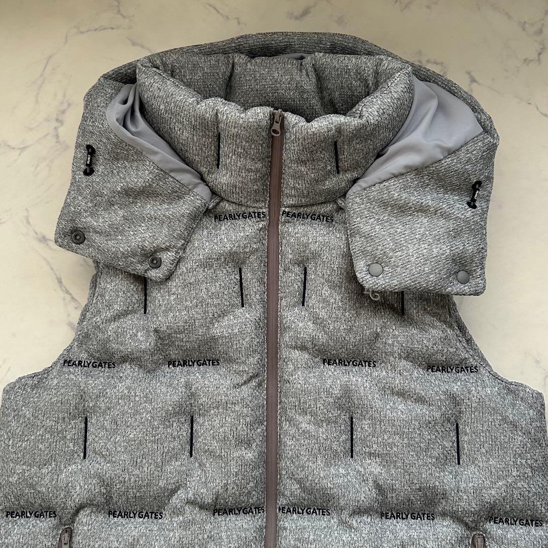 パーリーゲイツ 2023年モデル ダウンベスト 総柄 フード ロゴ サイズ5