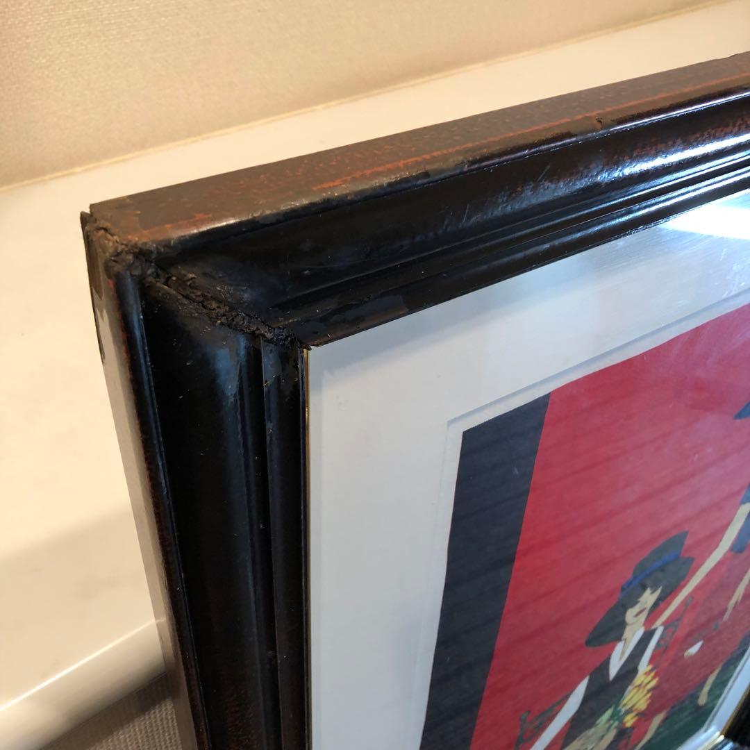 ロジェ・ボナフェ 「二人の少女」 リトグラフ　額縁付絵画　作家直筆サイン入り