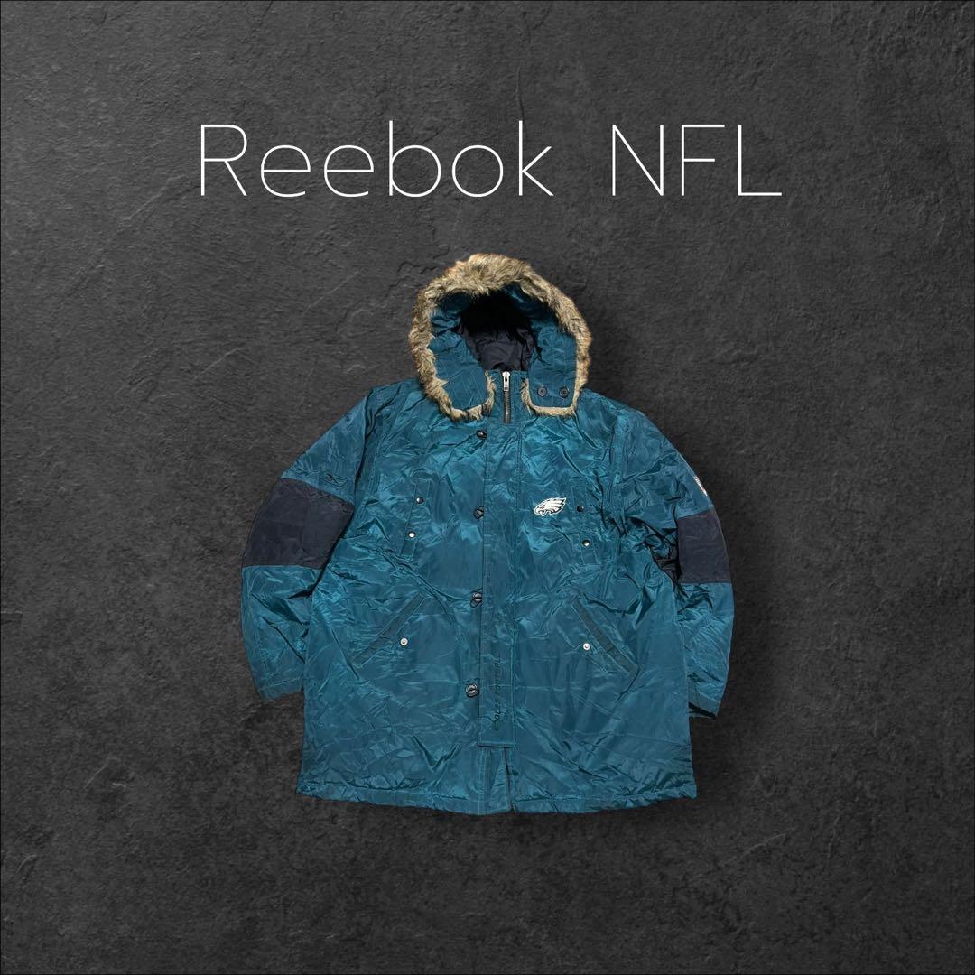 00s Reebok NFL オンフィールド 刺繍ロゴファー付き中綿ジャケット
