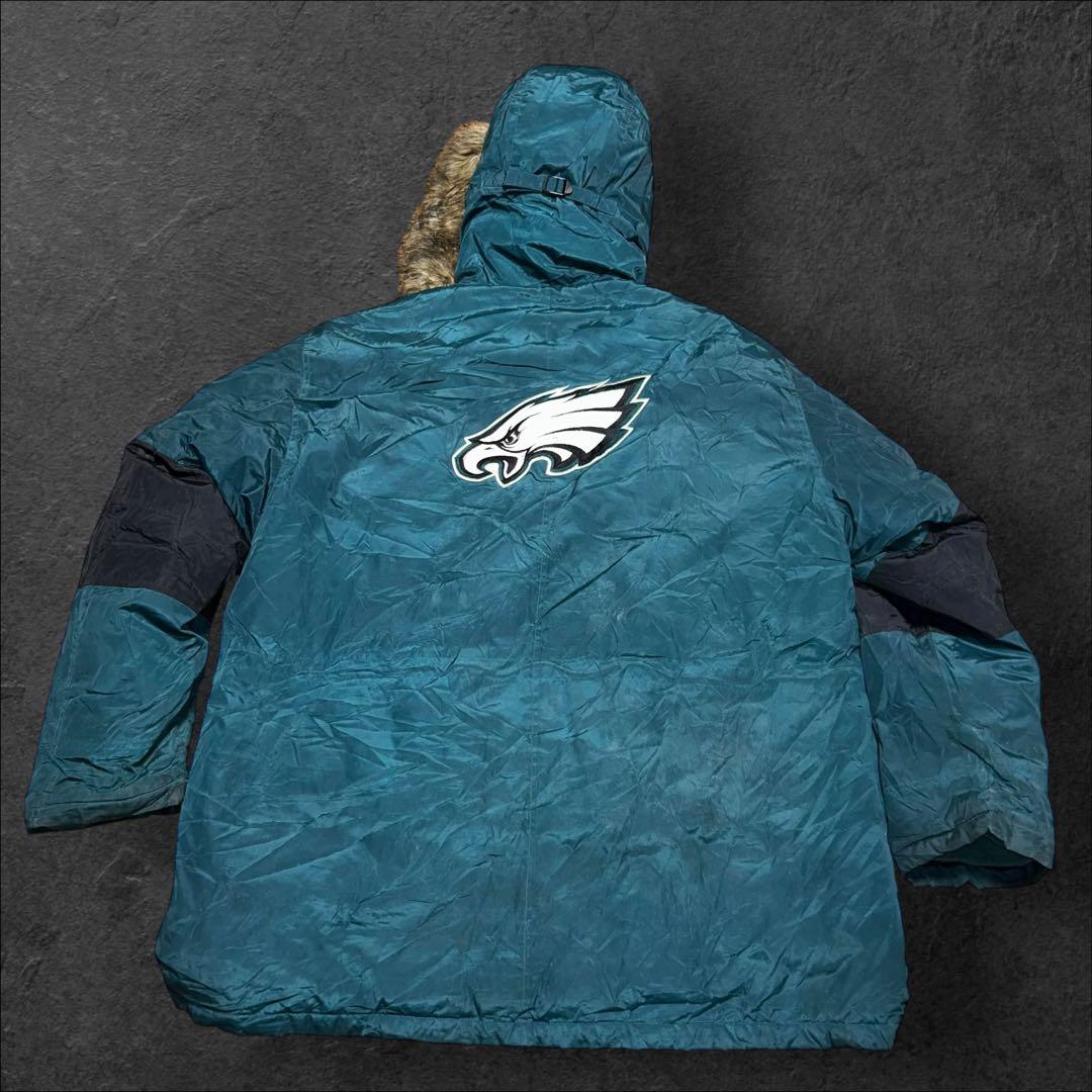 00s Reebok NFL オンフィールド 刺繍ロゴファー付き中綿ジャケット