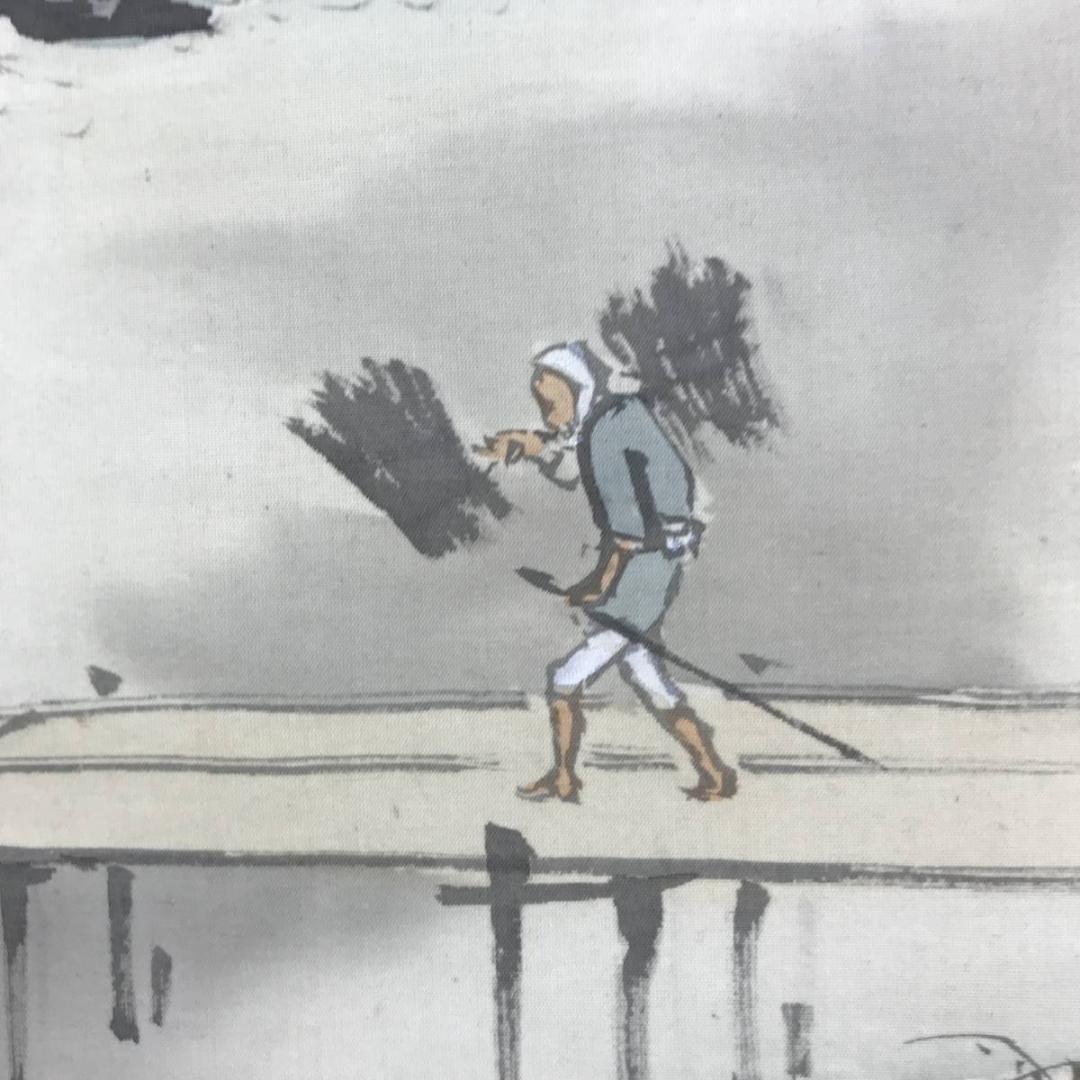 真作/桂田湖城/秋景永源寺之図/山水図/秋景山水図/掛軸/名家伝来/AE-191